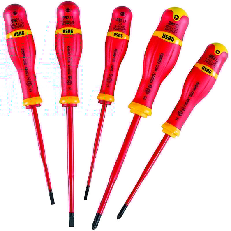 Usag - 091 SH5 Serie Di 5 Giraviti Per Viti a Intaglio e Croce 1000V
