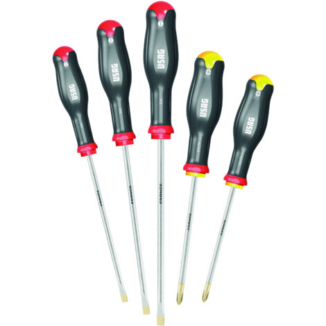 USAG U03240645 324 SH5 Série de 5 tournevis avec fente et Phillips Impression croisée