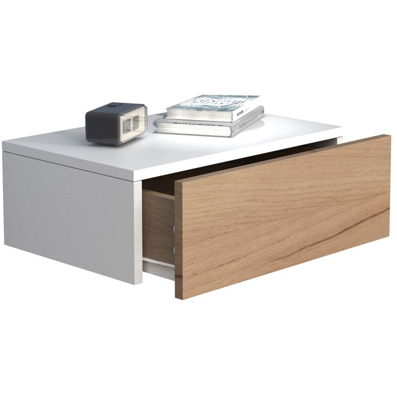 Table de nuit Usal h. 15 x l. 45 x p. 30 cm Blanc/Hong Eiche