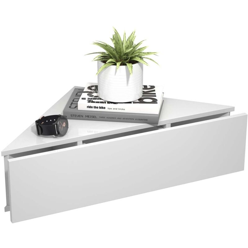 Ebuy24 – Table de nuit Usal H. 15 cm – Largeur 60 cm – Profondeur 43 cm – Tiroir mural pour rangement pratique – Design élégant blanc