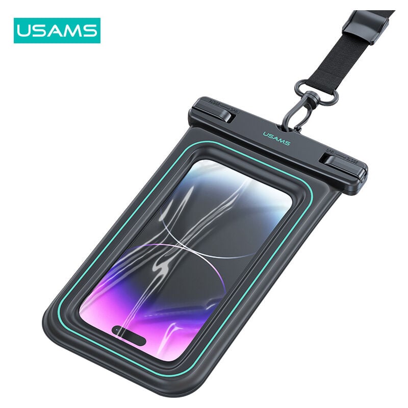 Image of USAMS Borsa per telefono touchscreen galleggiante impermeabile IP68 da 7 pollici con cordino per telefoni fino a 6.7 pollici per Samsung Galaxy S23