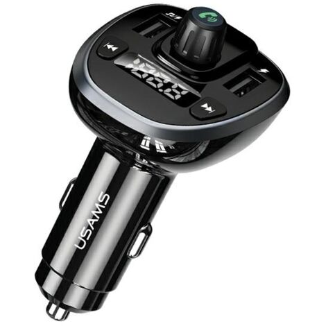 USAMS C21 Auto-Freisprecheinrichtung mit FM-Transmitter Bluetooth 50 MP3 2xUSB 34A CC115GC01 USCC115 schwarzschwarz