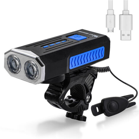 USB 1000 Lumen Fahrradlicht 360 ° Drehbare Basis Mit Horn Fahrradscheinwerfer Fahrradausrüstung - Blau