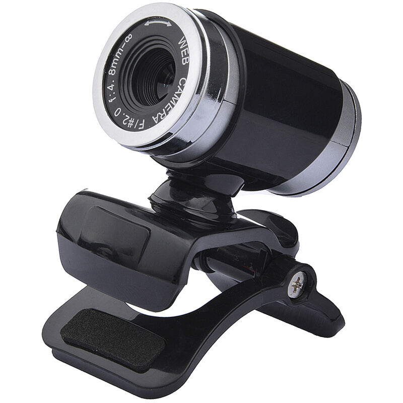 

USB 2.0 0.3 Million Pixels Camera Web Cam con MIC Clip-on 360 grados para computadora de escritorio Skype Computadora portatil Negro