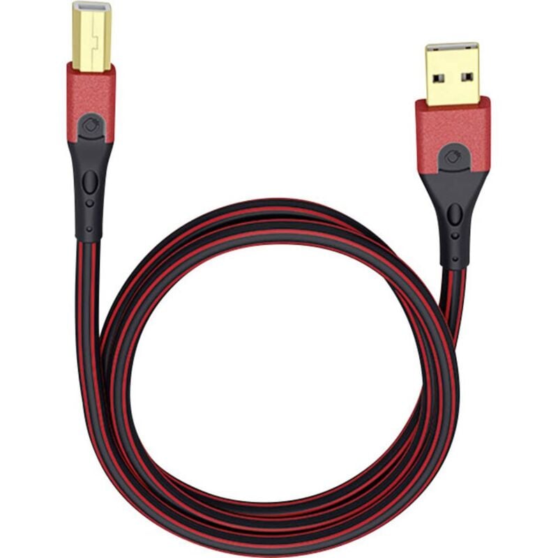 Cavo usb usb 2.0 Spina usb-a, Spina usb-b 7.50 m Rosso/Nero contatti connettore dorati 9425 - Oehlbach