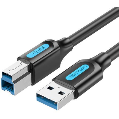 USB 3.0 A auf USB-B Druckkabel - USB-Adapter 2A 0,5m Schwarz aus PVC