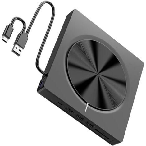 USB 3.0 Typ-C CD/DVD-Brenner mit 4 USB-Anschlüssen + SD/TF-Kartenleser, für Laptops