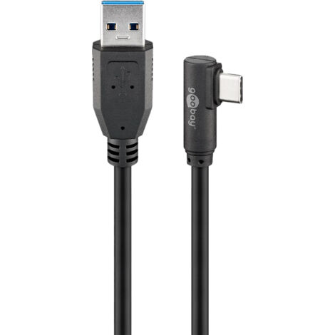 USB 3.0 USB-C™-auf-USB-A-Kabel 90°, 0,5 m, schwarz, USB-3.0-Stecker (Typ A)  USB-C™-Stecker. Kabellänge 0.5 m