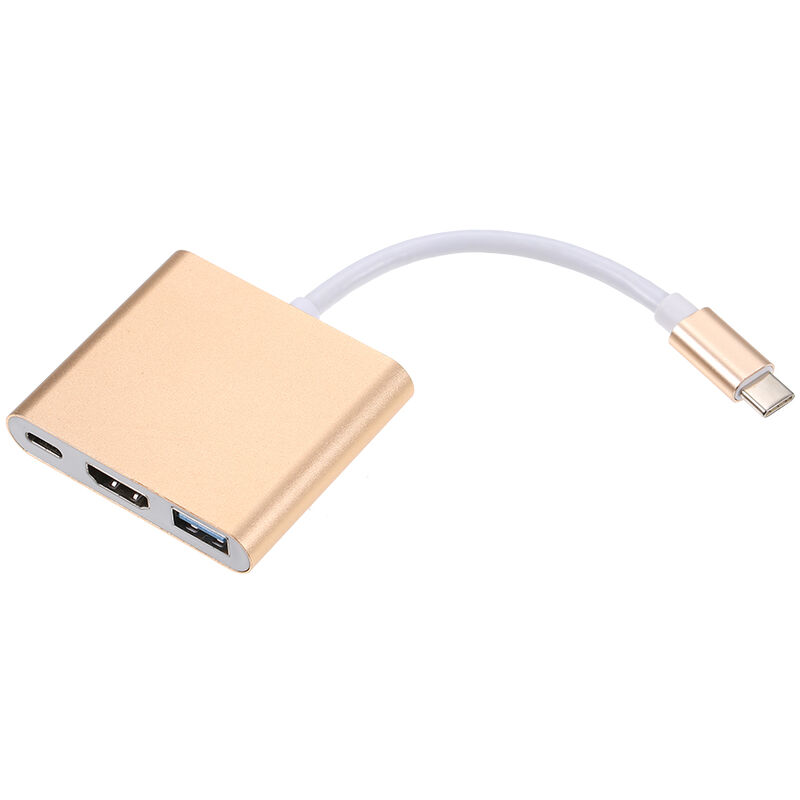 

USB 3.1 Type-C a USB 3.0 / HD / Type-C HUB USB-C 3-in-1 Adapter Dongle Dock Cable Reemplazo para Macbook Pro, Dell XPS 13, Oro