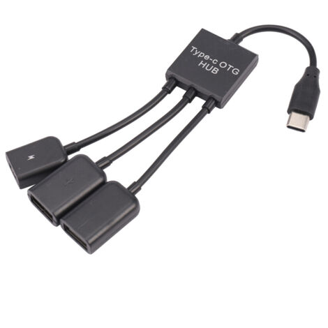 USB 3.1 Type C mâle vers 2 dual USB A 2.0 femelle + micro-USB femelle 3 en 1 OTG hub