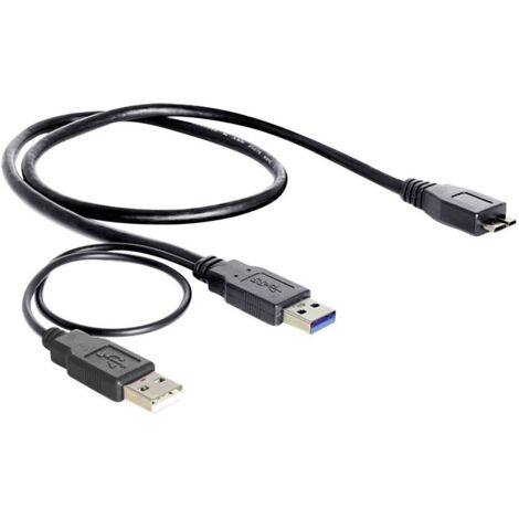 USB 3.2 Gen 1 Y-Kabel, 2x USB-A Stecker  Micro-USB 3 Stecker Verwendung:  Embout eines Smartphones an einen PC
