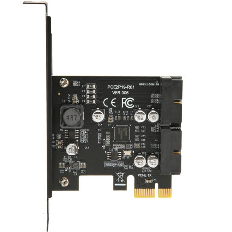 USB 3.2 Gen1 PCI-E Erweiterungskarte, 2 Ports 5 Gbit/s, 19-Pin-Anschluss, Hochgeschwindigkeits-USB-Karte für Computer