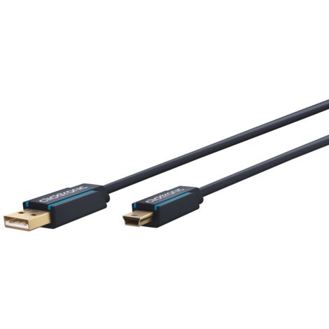 USB-A-auf-USB-Mini-B 2.0 Adapterkabel, Premium-Kabel  USB-A-Stecker  USB-Mini-B-Stecker  1,8 m  480 Mbit/s. Kabellänge 1.8 m