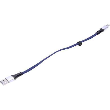 Usb a -Usb Court Cable De Charge Plat Avec Connecteur Metallique Pour Appareil Android Et Frais D'Alimentation electrique (0,65 Ft / 0,2 M) (Bleu)