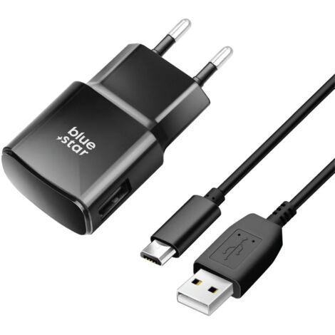 USB A Wandladegerät + USB A auf Micro USB Kabel 2A 10W in Schwarz