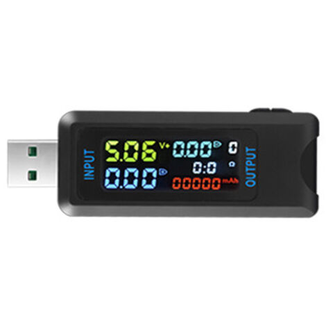 USB-Analysator mit IPS-Bildschirm, Leistungskapazitätstester, Digitalvoltmeter, Erkennung elektrischer Geräte, speichert 9 Messgruppen