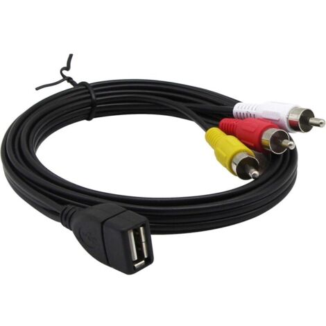 USB-auf-3RCA-Kabel, USB 2.0-Buchse Typ A auf 3 Cinch-Stecker, Composite-AV-Audio-Video-Adapterkabel für TV/Mac/PC, 1,8 m