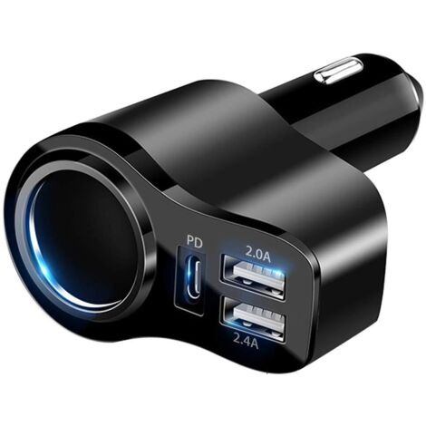 𝟒 𝐞𝐧 𝟏 USB-Autoladegerät,𝟒𝟖𝐖 PD3.0 USB-Autoladegerät Schnelles USB-C-Autoladegerät,USB-Autoladegerät-Buchsenadapter für iPhone 16/15/14/13/12/11,iPad,Samsung Galaxy S23 S22, Huawei