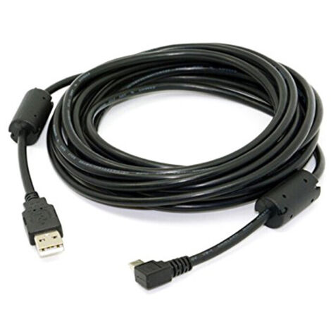USB B type 5 broches male droite Angle de 90 degres a USB 2.0 male Cable de donnees avec noyau de ferrite EMI 5 metres