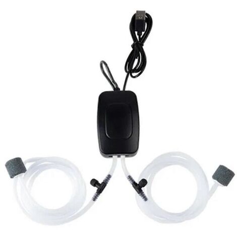 USB-betriebene Aquarium-Luftpumpe, Aquarium-Zubehör, verstellbares Luftventil, geräuschlose Blasen-Luftpumpe (schwarz).
