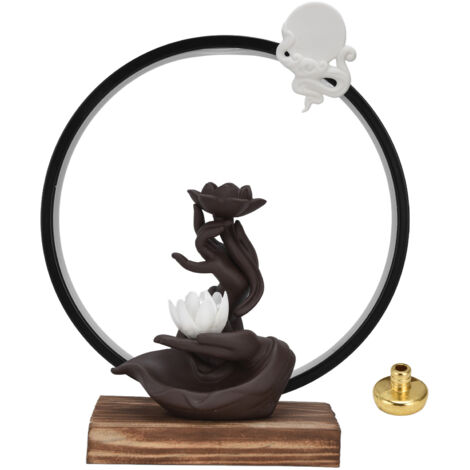 USB-Buddha-Räuchergefäß mit LED, Rückflussdiffusor für die Heimdekoration, weiße Lotus-Verzierung