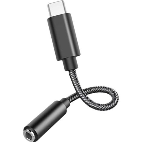 USB-C ADAPTER CABLE TO JACK 3.5 MM DLH DY-TU4560 - USB-C vers adaptateur de prise casque - 24 pin USB-C mâle pour mini-phone stereo 3.5 mm femelle - 13 cm