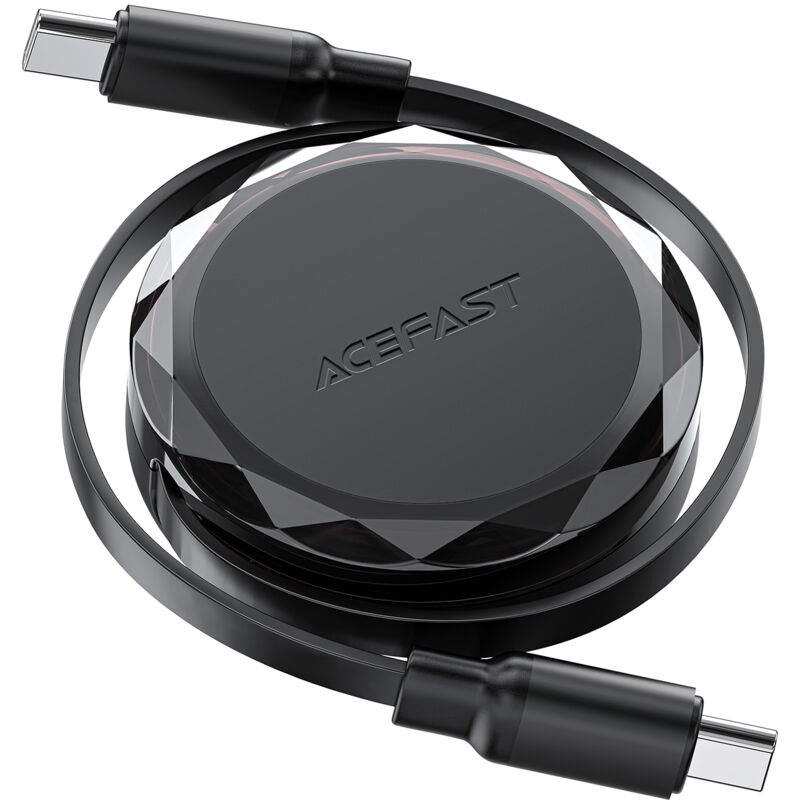 USB-C - Câble USB-C rétractable avec organiseur 60W - noir