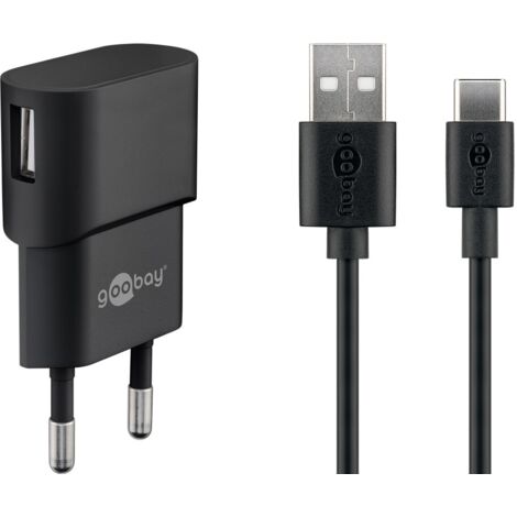 USB-C™-Ladeset (5 W), Netzteil mit USB-C™-Kabel, 1 m, schwarz.