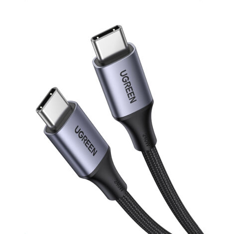 USB-C PD Geflochtenes Kabel 240W 5A 480Mb/s 1m Schwarz Grau