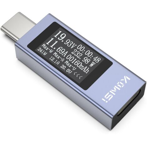 USB-C Spannungs- und Stromtester 4-30V 0-12A, Digitales LCD-USB-Multimeter Voltmeter Amperemeter Ladegerät-Kapazitätsdetektor (Upgraded Version)