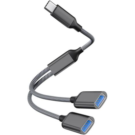 USB-C to Dual USB-A 2.0 Female Adapter Cable, Type-C OTG Adapter, USB-C Splitter, Dual Type-C Port Hub, Compatible with iPhone 15, MacBook Pro, iPad Air, Surface Go, Xbox