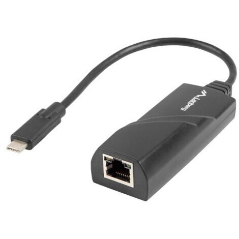 USB C -zu-Red RJ45-Adapter Lanberg NC-1000-02 Schwarz 0,15 m