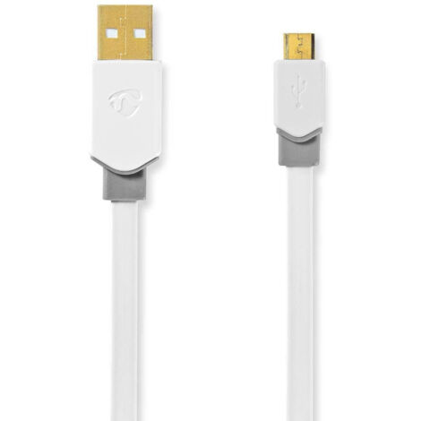 Usb cable usb 20 usb a male usb micro b male 480 mbps gold plated 100 m flat pvc white cardboard box with window 38756723 38756723 38756723 38756723 38756723