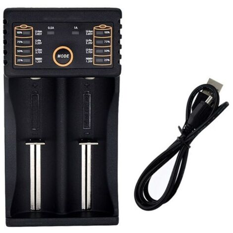 USB Chargeur de Batterie,2 Emplacements Chargeur lii-202 18650 26650 16340 14500 Chargeur de Batterielii-202 18650 26650 16340 14500 A AA AAA AAAA C Batterie