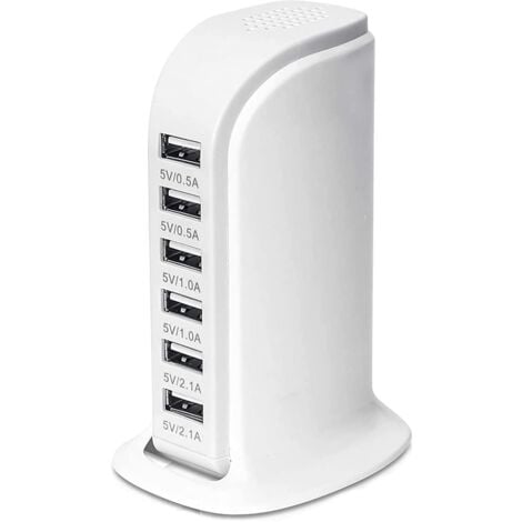 OSQI USB Charging Station, 30W 6-Port USB Charging Hub, Multi-Port USB Charger with Smart Detect, Compatible with iPhone, Galaxy, iPad Tablet and Other USB Chargers