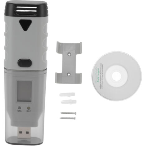 USB-Datenlogger für Temperatur und Luftfeuchtigkeit, IP66, ABS-Gehäuse, tragbares Hygrometer/Thermometer, 2 Kanäle, Direktauslösung