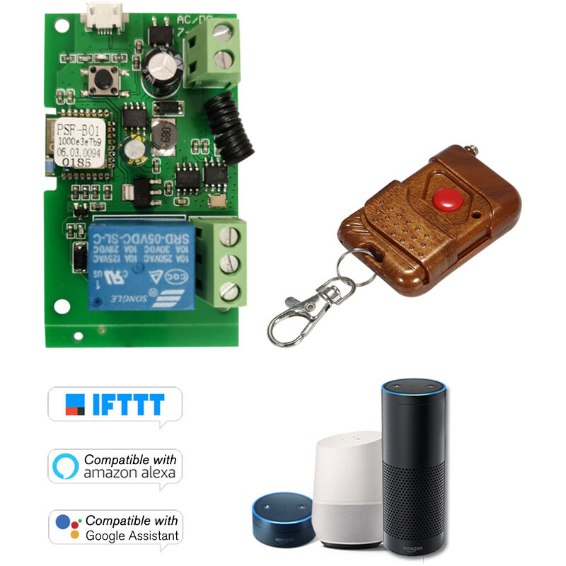 

Modulo de rele inalambrico pasar de 433 MHz RF inalambrico, App Un control remoto, comando de voz