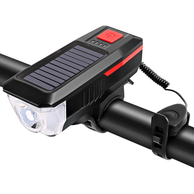 

Solar / USB Luz de carga para bicicleta de Bell del cuerno de la lampara de la linterna de la bici de la bici de la luz delantera USB / recargable