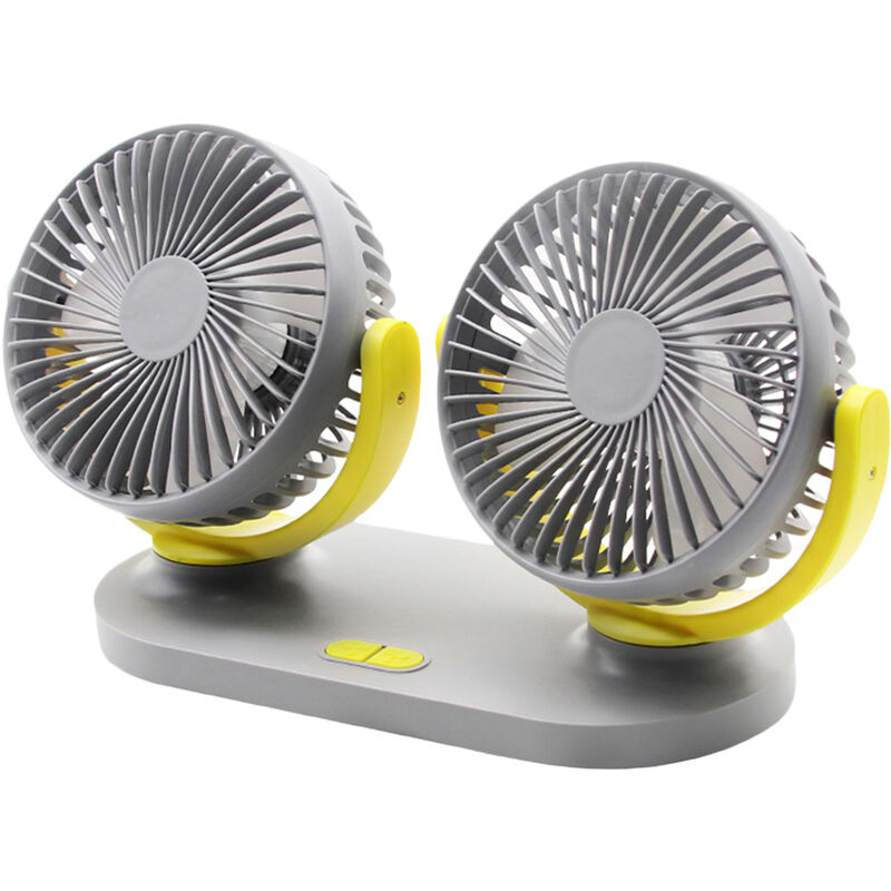 

De doble cabezal USB del ventilador giratorio de 360 ​​grados 5V 2A 3 Modos de velocidad portatil para dormitorio escritorio de oficina de coches,