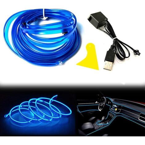 USB EL-Wire Blau, 5M/16.4FT Flexible Neonlichtröhre DC 5V Neonröhre Innenraumlichtleiste für Autoinnenraum, Lücke Dekorationsbeleuchtung.