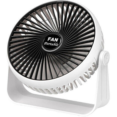 main image of "USB fan, mini fan USB desktop fan, small fan, 3 speeds, double 360 ​​° setting, office, home and outdoor USB fan (black + rechargeable version with battery)"