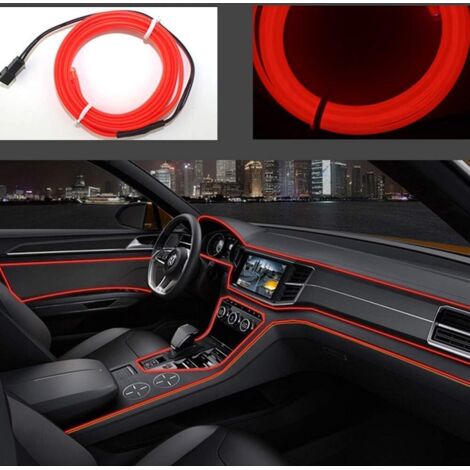 USB Fil pour Intérieur De Voiture Vélo Festival Décoration LED Rougeoyant électroluminescent Fil Lumière Feux Froid avec Drive Lampe Lampe Glow String Strip 12 V（Rouge, 5 M）-Fei Yu