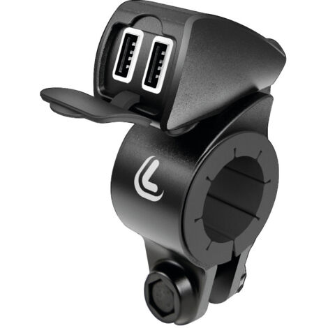 Usb-Fix Trek, doppio caricatore usb resistente all’acqua, fissaggio a manubrio - Ultra Fast Charge - 5400 mA - 12/24V