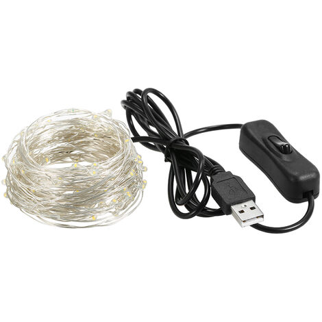 USB guirlande lumineuse LED fil de cuivre guirlande lumineuse interrupteur independant 10 metres 100 lumieres guirlande lumineuse
