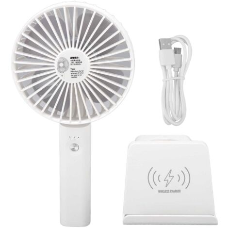USB Handheld Fan 3 Levels Strong Wind Dual Power Supply Mode Portable Fan with Base for Office Home Travelling Shopping