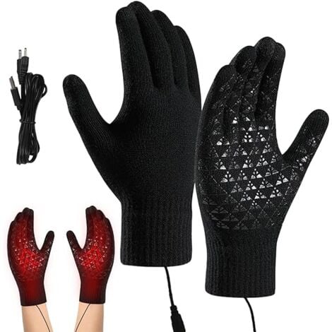 USB Heated Gloves Winter Warm Gloves for Men Women Touch Screen Knitting Gloves Indoor Outdoor Laptop Office Work