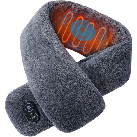 USB Heated Scarf Electric Heated Neck Warmer, with Massage 4 Modes Massage Mode with 3 Adjustable Temperature Levels, WashableGray