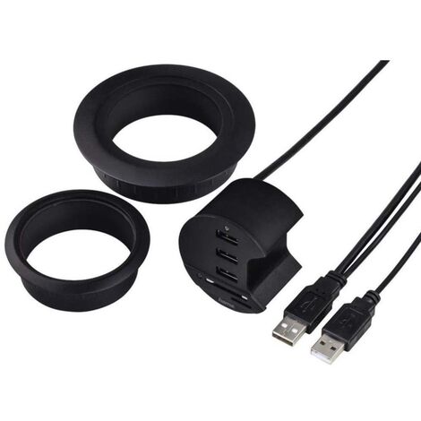 USB-Hub + Kartenleser für Tischeinbau Schwarz