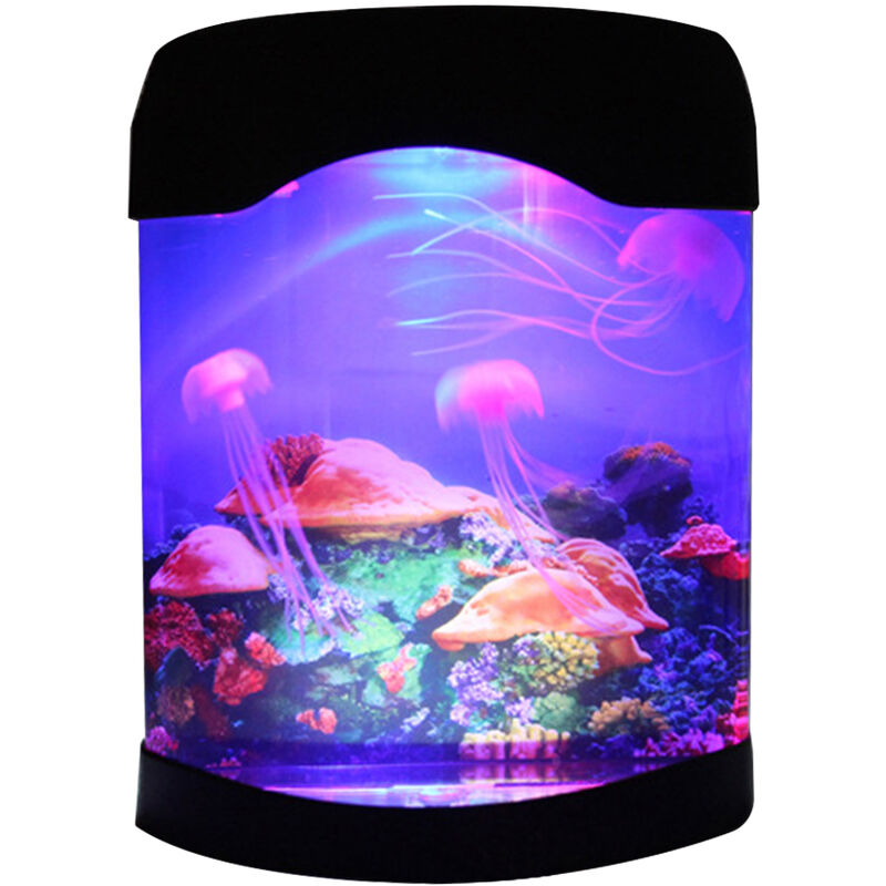 

USB Jellyfish Aquarium, tanque de acuario electrico, luces nocturnas, luces LED de estado de animo de medusas con cambio de color para sala de estar,