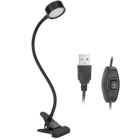 USB-Klemmleuchte, 360° flexible Stehleuchte, einstellbare Farbtemperatur, Aluminium, Büro/Schlafzimmer